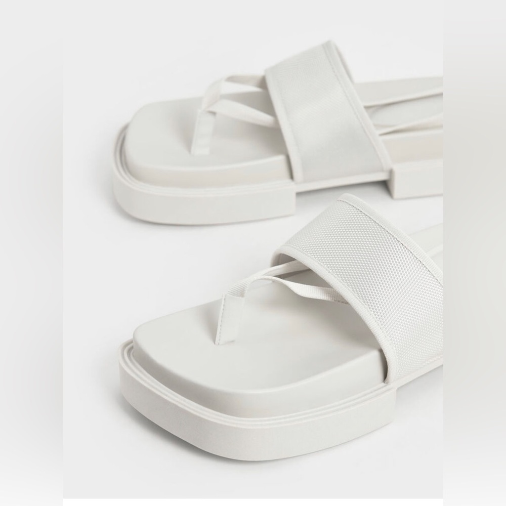 CHARLES & KEITH sandals. Alex Recycled Polyester Tie-Around Thong Sandals - Picture 5 of 8